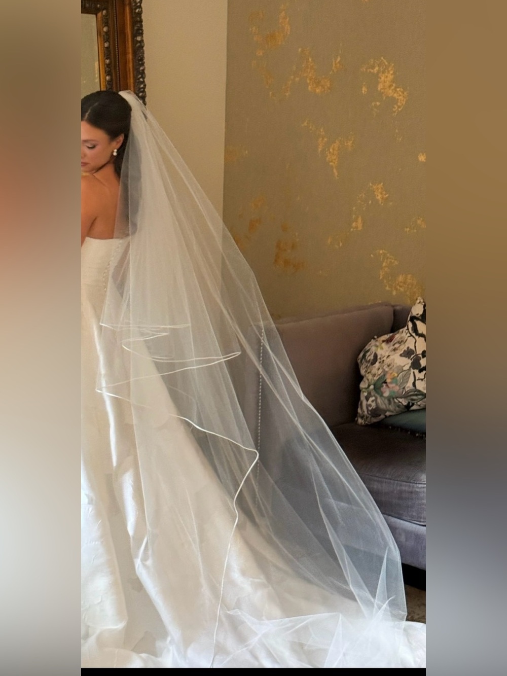 Bridal Cathedral Veil - White 90 inches w blusher